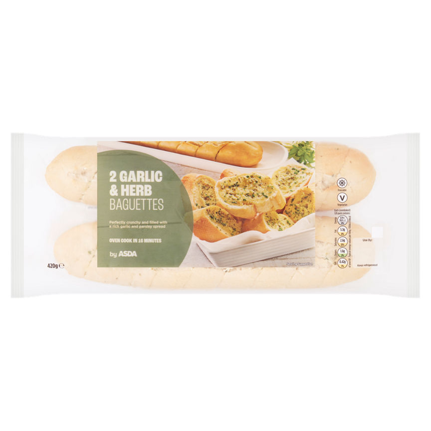 ASDA 2 Garlic & Herb Baguettes